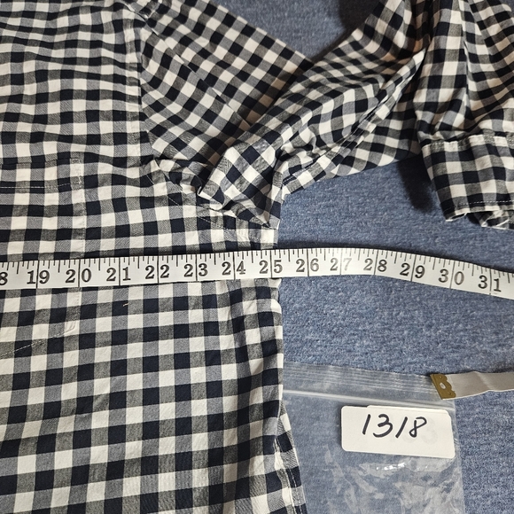 Lacoste Button Up Long Sleeve Gingham Classic Fit Poplin Shirt Sze 44 Blue White - Picture 8 of 10